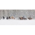thumbnail image 2 of Jones, Adam 14x9 Gold Ornate Wood Framed with Double Matting Museum Art Print Titled - Panoramic view of cowboys during winter roundup-Kalispell-Montana, 2 of 4