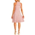 thumbnail image 3 of INSPIRE CHIC Women's Dress Floral Lace Halter Neck Sleeveless Elegant Cocktail A-Line Dress S Pink, 3 of 6