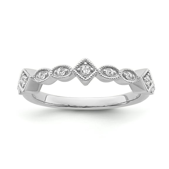 ARAIYA FINE JEWELRY Sterling Silver Diamond Stackable Band Ring (1/8 cttw, I-J Color, I2-I3 Clarity), Size 8.5