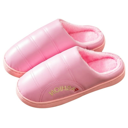 

Pgeraug womens slippers Keep Home Warm Fluff Flat ry Men Slippers Women Shoes Women Couples Slippers Shoes SlipOn Leather Women s Slipper mens slippers Pink 38-39