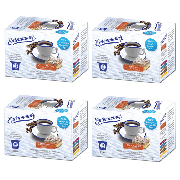Entenmann's Coffee K-Cups For Keurig Cinnamon Crumb Cake (4 Boxes 10 Cups Each)
