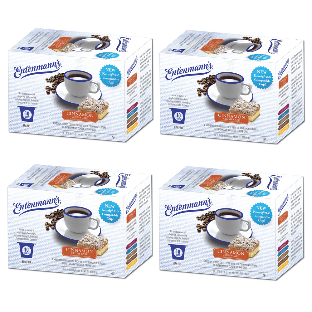 Entenmann's Coffee KCups For Keurig Cinnamon Crumb Cake (4 Boxes 10 Cups Each)