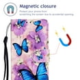thumbnail image 3 of iPhone 13 Pro Case with Card Holder/Detachable Hand Strap, Allytech Kickstand Folio Flip Wallet Credit Card Slots Magnetic Snap PU Leather Protective Case for iPhone 13 Pro 6.1" 2021, Blue Butterfly, 3 of 5