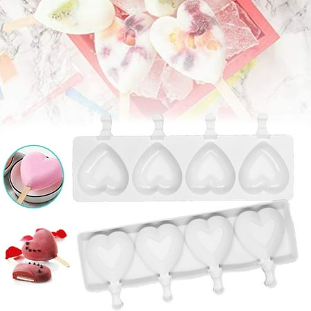 

4 Holes Ice Cream Mold Heart Shape Silicone Popsicle Form Maker Ice Cube Tray DIY Candy Soap Jelly Mould Popsicle Mold