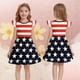thumbnail image 1 of Odeerbi Niñas Día de La Independencia Vestido de Línea A Verano Patriótico Estrella Raya Ruffle Gorra Manga Vestido Casual, 1 of 6