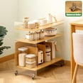 thumbnail image 5 of Acrylic End Table with Wheels, 3-Tier Clear Sofa Side Table Modern Coffee Table with Open Bamboo Storage Shelf, Rolling Storage Acrylic Cart Home Decor Nightstand for Living Room Bedroom (Wood Color), 5 of 7