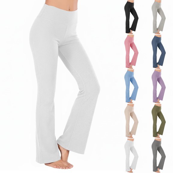 Women's Stretchy Yoga Leggings Solid-Color Casual Flared Trousers High Elastic Close-Fitting Yoga Fitness All Seasons