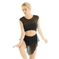 thumbnail image 3 of Eandarui Lyrical Women's Asymmetrical Mesh Cutout Tank Dress Latin Lyrical Modern Dancing Dress Black L, 3 of 6
