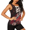 thumbnail image 2 of Gukieu Geisha Skeleton With Flowers Print Women's Quick-drying Fitness Vest, Round Neck Sleeveless Fitness T-shirt, Suitable for Yoga, Sports-Large, 2 of 7