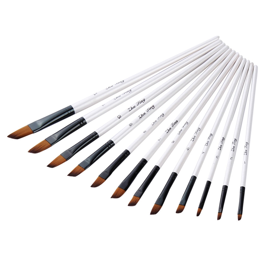 XMMSWDLA Oblique Head Paintbrush Set Nylon Hair Paint Brush Set for Acrylic Oil Watercolor