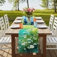 thumbnail image 4 of Table Runners 72 Inches Long Dress Scarves, Blue Green Forests Farmhouse Kitchen/Dining Table Runner, Coffee Tablerunners, Spring Oil Painting Daisy Nature Landscape 16x72 Inch, 4 of 9