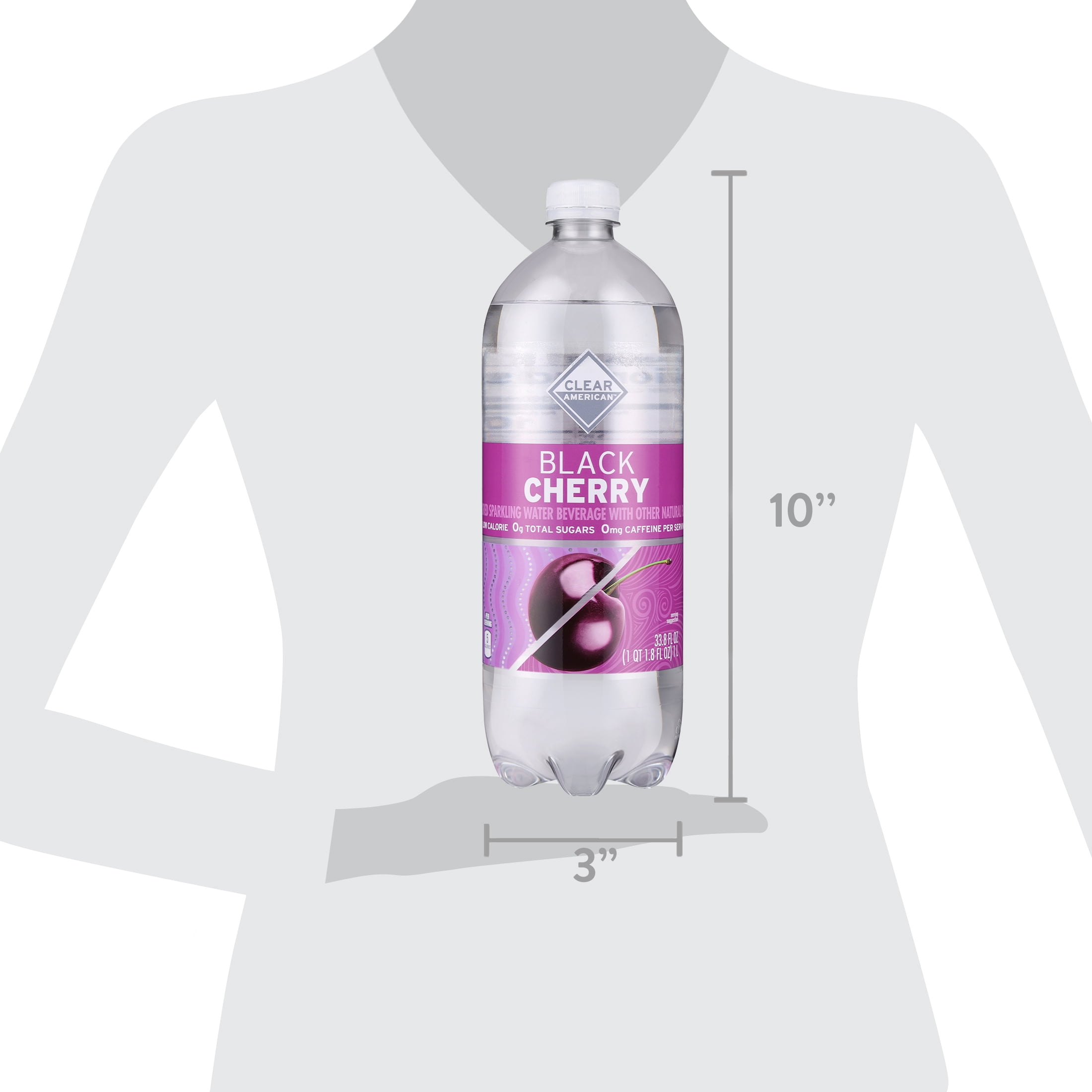 Clear American Black Cherry Flavored Sparkling Water, 33.8 fl oz Bottle