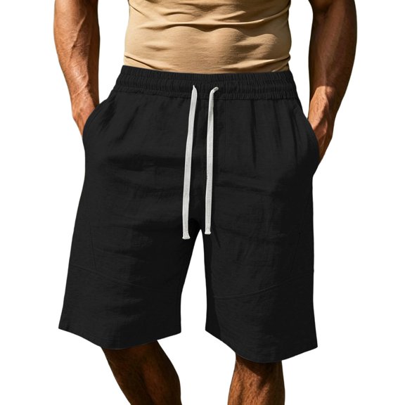 Athletic Shorts Men Solid Color Drawstring Casual Loose Fit Outdoor Work Elastic Waist Sweat Shorts Men With Pockets