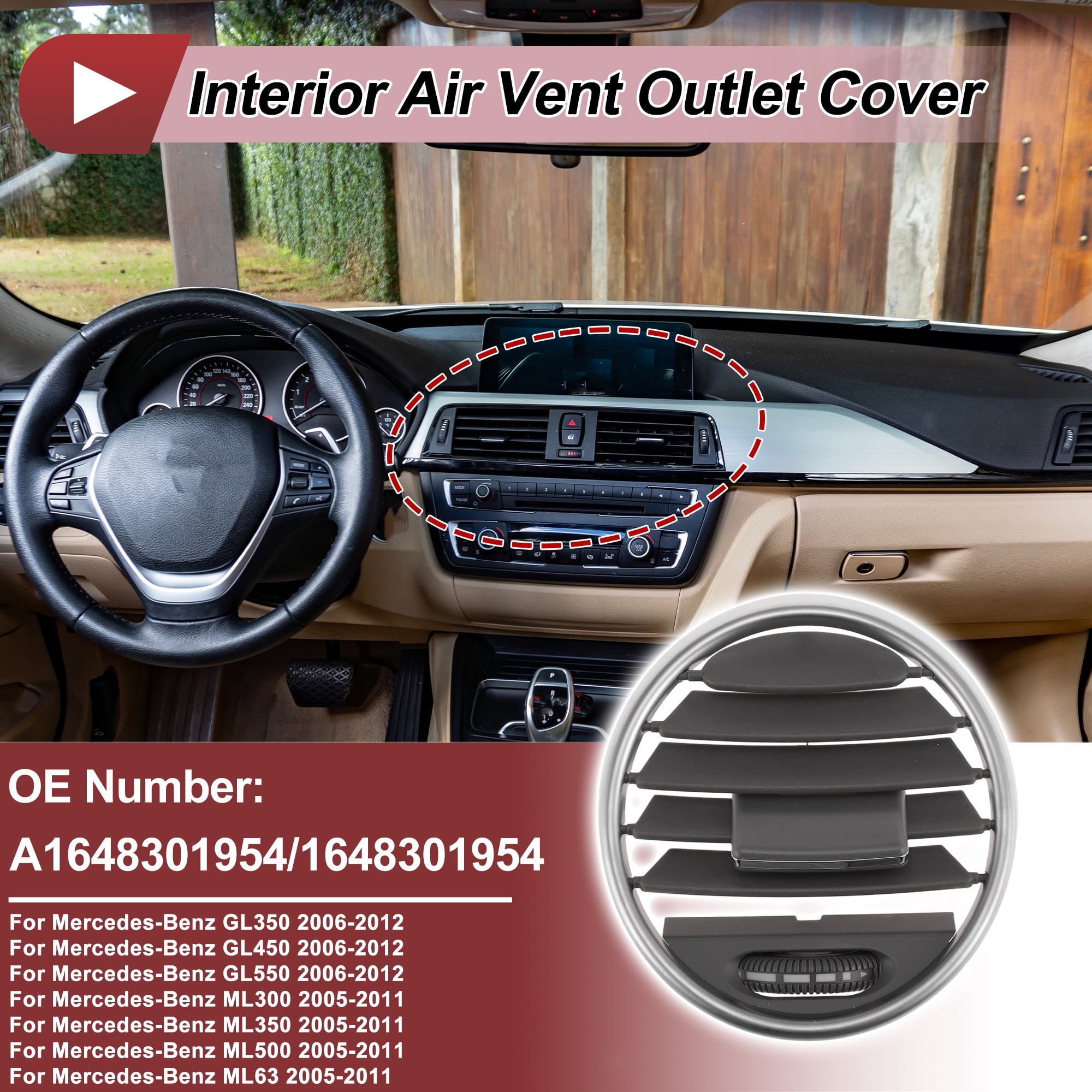 Unique Bargains AC Air Vent Grille A1648301954 for mercedes GL350 06-12 Gray