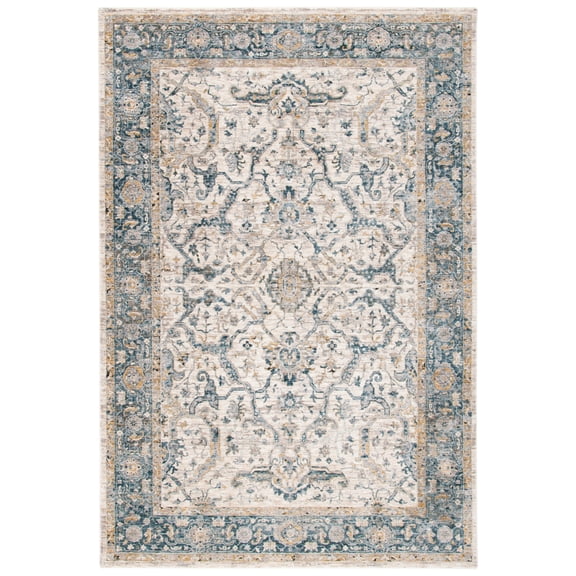 Safavieh Valencia Renae Medallion Polyester Runner Rug, Ivory/Blue, 2' x 8'