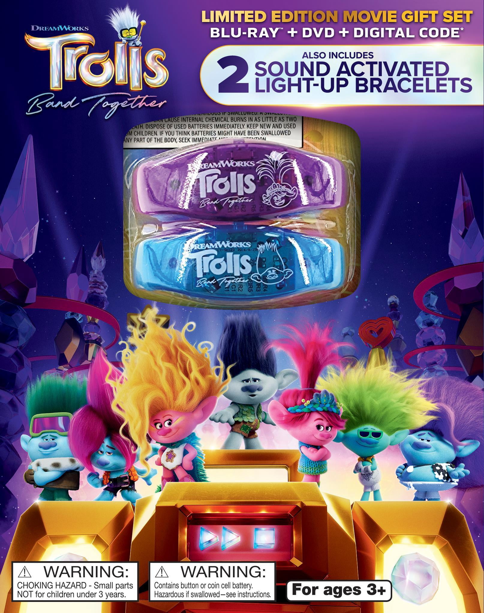 Trolls Band Together (Walmart Exclusive) (Blu-ray + DVD + Digital Copy) with Light-Up Bracelets