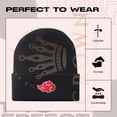 thumbnail image 3 of Anime Beanie Hat Winter Caps for Men and Womens Beanies, Cuffed Knit Graphic Beanie, Comfy and Soft Embroidered Anime Hat (Black Red), 3 of 7