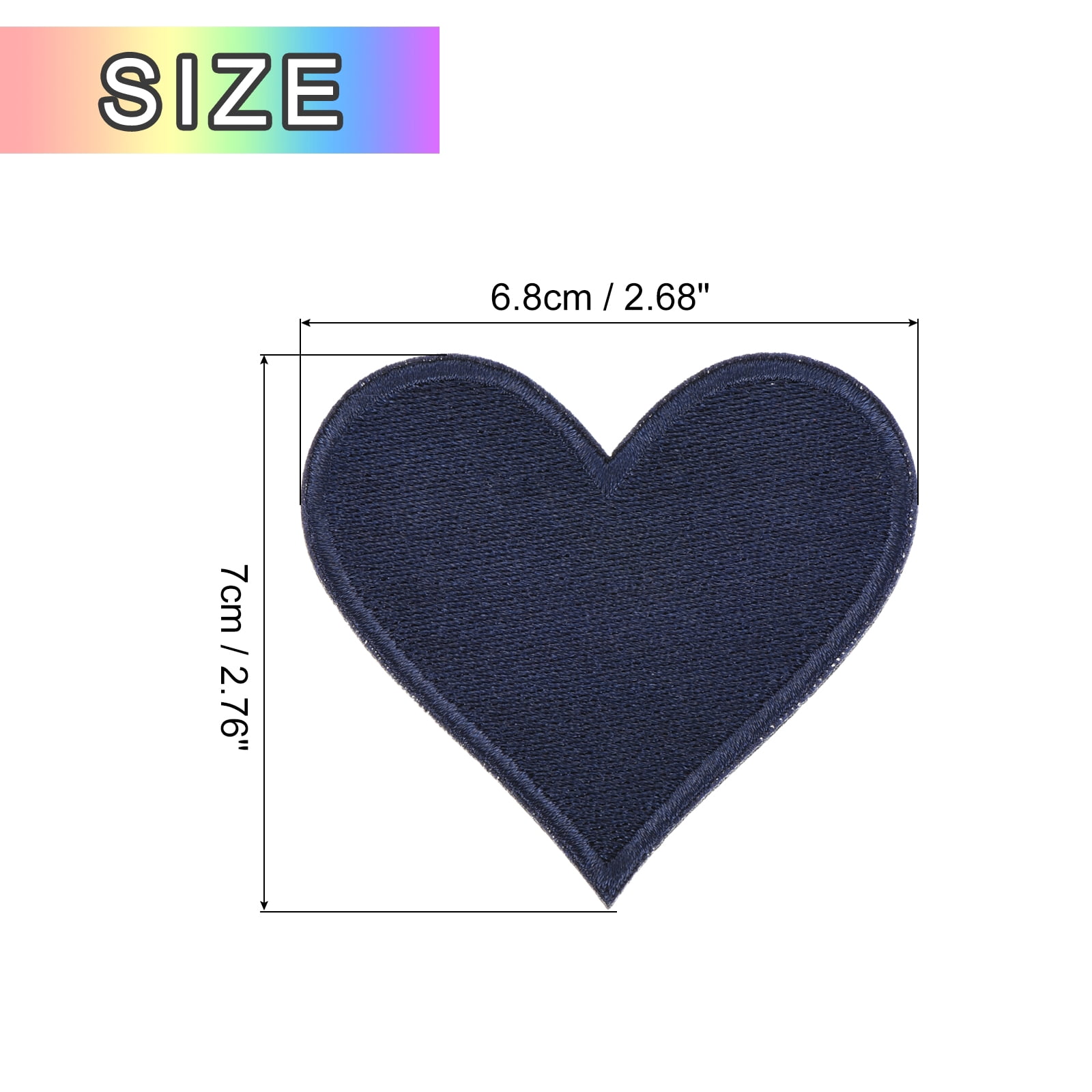 Heart Shaped Iron on Patches 6.8x7cm Embroidered Sew Patches Appliques for Clothing Repair Backpack Shoes Decoration Navy Blue 120Pcs