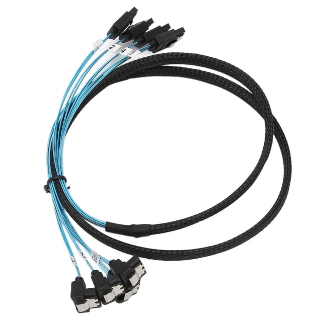Cable Mini SAS 4 SATA a 4 SATA Cable curvo recto 6 Gbps Cable SAS con blindaje de doble grupo antiinterferencias 1 m/3,3 pies