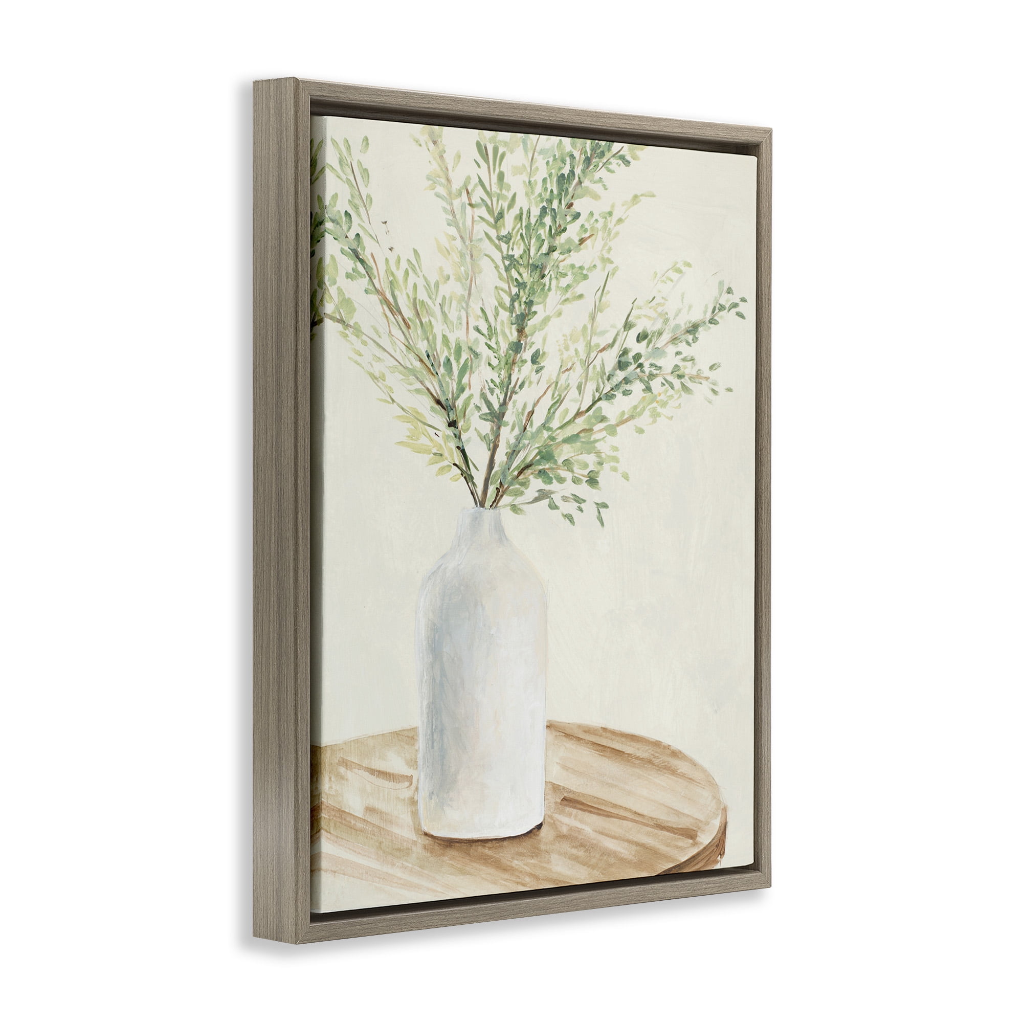 Stupell Industries Tranquil Botanical Still Life Botanical & Floral Painting Brown Floater Framed Canvas Art Print Wall Art, 25 x 31