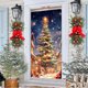 thumbnail image 4 of Festive Christmas Door Cover Decoration with Santa Snowman Reindeer Pattern for Holiday Party Home Wall Decor Elastic Polyester Fabric Doorway Banner, 4 of 6