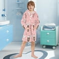 thumbnail image 5 of FORMRS Niños Bathrobe Unisex Hooded Robe Soft Plush Pajamas Sleepwear, Size 2-3T, Brown Hand Drawn Cups, 5 of 7