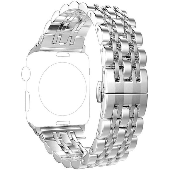 IBAOLEA Replacement for IBAOLEA Watch Band 38mm 40mm 42mm 44mm Stainless Steel Metal Iwatch Iphone Watch Link Band for IBAOLEA Watch Series 6/5/4/3/2/1/SE 7 blades Silver 42mm/44mm/45mm