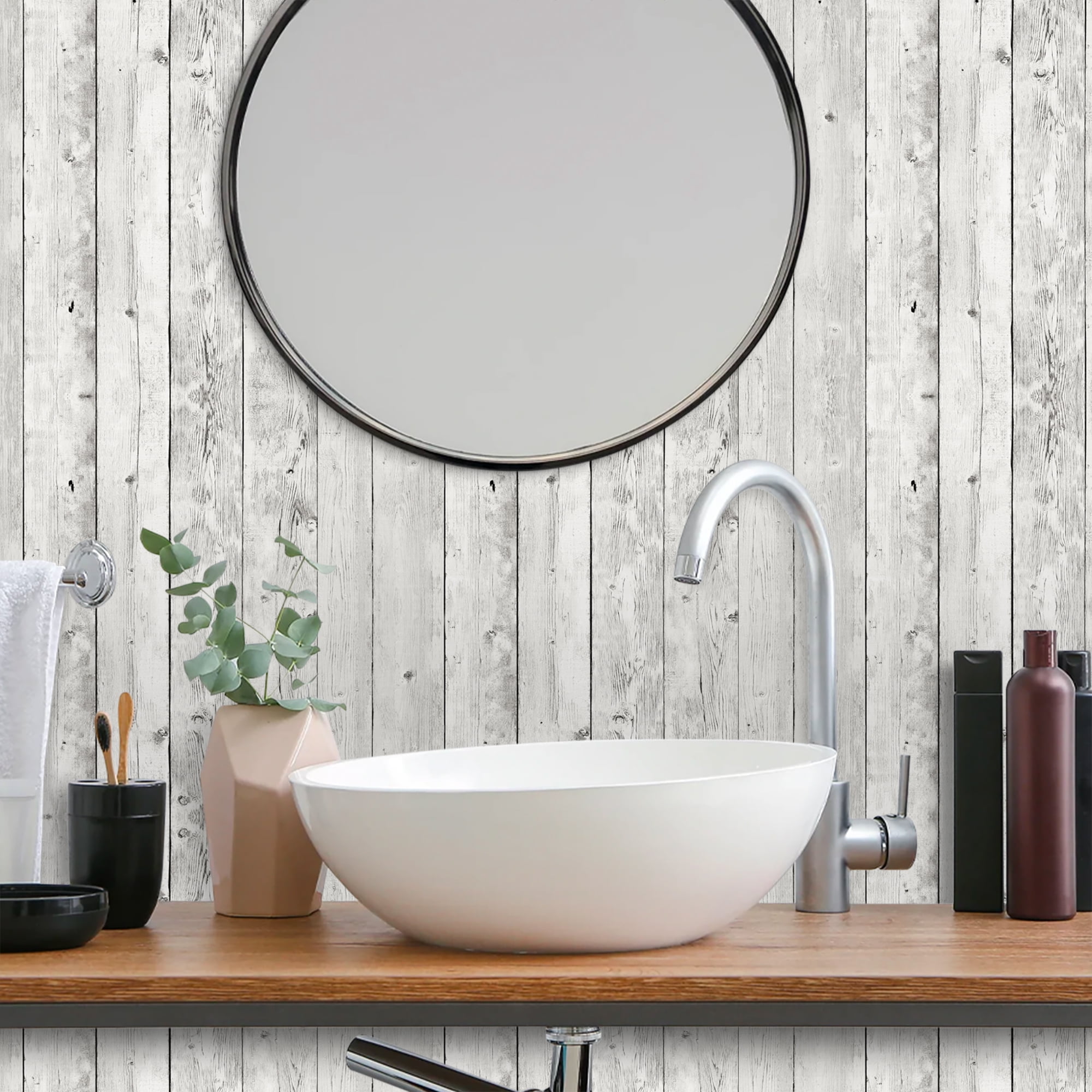 (4 pack) UMIGGEE Wood Peel and Stick Wallpaper White Vintage Self-Adhesive Removable Wood Contact Paper 17.7-in x 118-in for Home Decoration Wall Covering Old Furniture Renovation