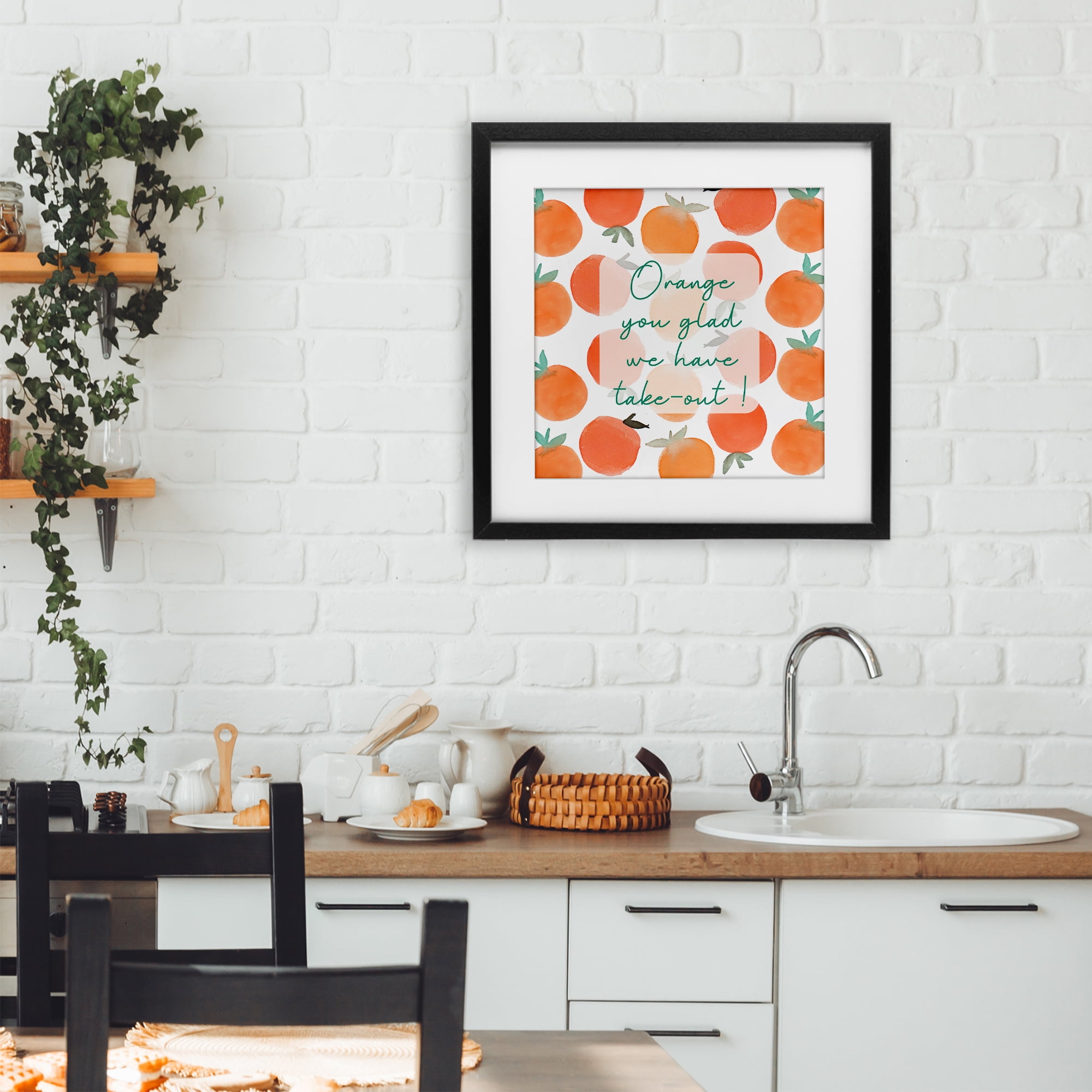 Stupell Industries Orange You Glad Black Framed Print Under Glass, design by Emily Navas