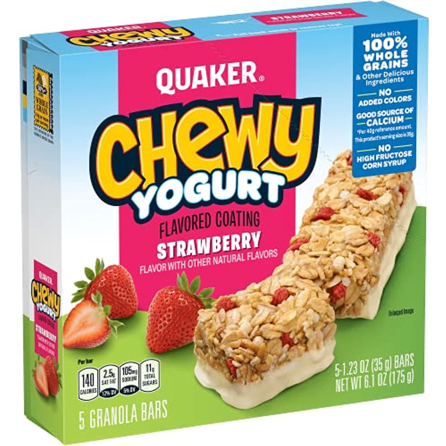 Quaker Yogurt Chewy Granola Bar, Strawberry, 5 Bars , Net Weight 6.1 Ounce (Pack Of 6