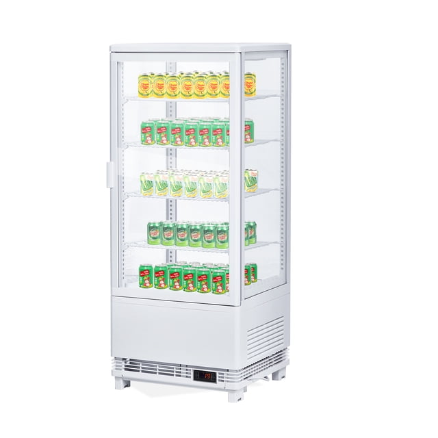 Commercial Display Refrigerator, 3.5 Cu.Ft/98 L Refrigerated Display Case with 4 Adjustable Shelves, Led Lights, Double Tempered Glass, Frost-Free Cake Display Fridge