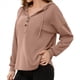 thumbnail image 1 of Sudadera con Capucha para Mujer, Cuello Abotonado, Cordón Ajustable, Sudadera Informal de Larga, Camisetas. Caqui Oscuro L, 1 of 10