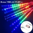 thumbnail image 2 of Morttic 11.8in 8 Tube 192 LED Meteor Shower Rain Lights Waterproof Falling Raindrop Fairy String Light for Christmas Holiday Party Patio Decor,Multicolor, 2 of 9
