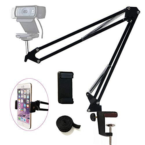 YIPUTONG Webcam Bracket for Cell Phones Adjustable Desktop Clamp Suspension Boom Scissor Arm Stand Holder with Mounting Clip Built-in 1//4Screw Compatible with Webcam Camera