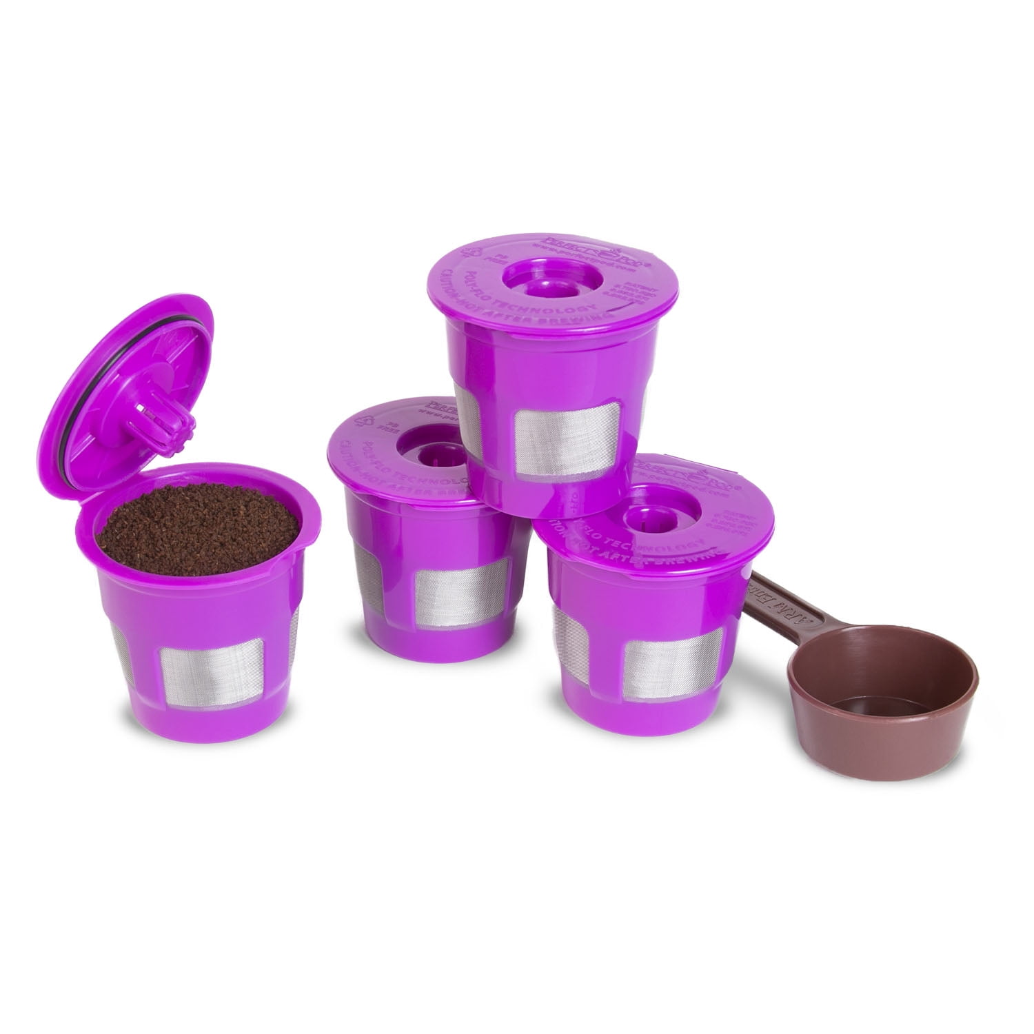 Café Fill 4-Pack / Reusable Filters by Perfect Pod | Reusable K Cup Coffee Pod Filters & Coffee Scoop, Compatible with Keurig K-Mini, 2.0 and Select Single Cup Coffee Makers, see compatibility chart