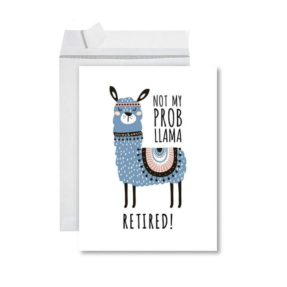 Koyal Wholesale Funny Jumbo Retirement Card With Envelope , Greeting Card, Not My Prob Llama Retired