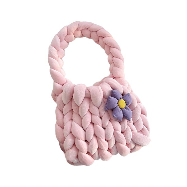 Bolsa de crochet de mujeres Bolsa acolchada Accesorio Femenino Accesorio Multipropósito de tejido de tejido Bolso de punto para la fiesta de viaje de rosa