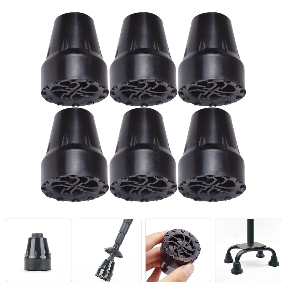 Cane tips 6Pcs Nonstick Crutch Tips Thick Trekking Pole Tips Rubber Crutch Tips Walking Cane
