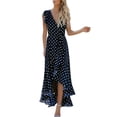 thumbnail image 2 of Robe d'Été pour Femmes à Imprimé Floral, Col en V Croisé, Bohème, Fluide, Longue, Maxi, 2 of 9