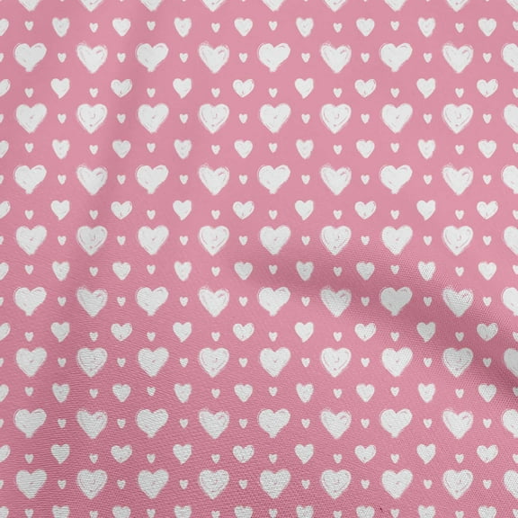 oneOone Cotton Poplin Light Pink Fabric Valentine Heart Quilting Supplies Print Sewing Fabric By The Yard 56 Inch Wide