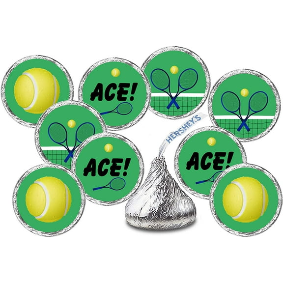 216 Sports Tennis Kisses Stickers, Kisses Stickers for Birthday Party, Baby Shower, Wedding, Graduation, or Any Family Event Decorations, Candy Not Included.