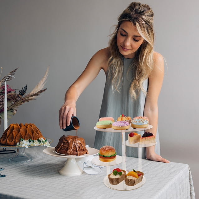 OULII Exhibidor De Postres Acrílico Transparente Con Base Estable Para Eventos Festivos