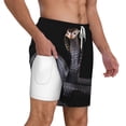 thumbnail image 3 of Picia Black Cobra Snake pattern Mens Swim Trunks with Compression Liner Stretch Beach Shorts Quick Dry with Zipper Pockets No-Chafing Board Shorts-Medium, 3 of 9