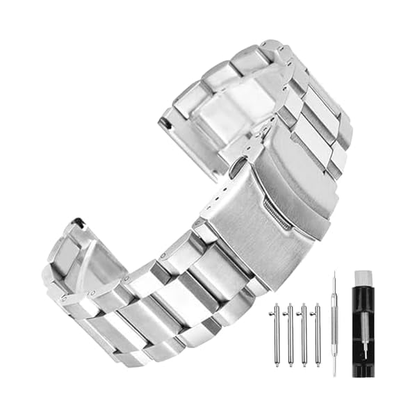 wonima11 Quick Release Brushed Metal Watch Band for Men Women Stainless Steel Watch Bracelet Straps 18mm 20mm 22mm 24mm 26mm Watch Bands with Double FlipLock Buckle Black or Silver Blue Gold