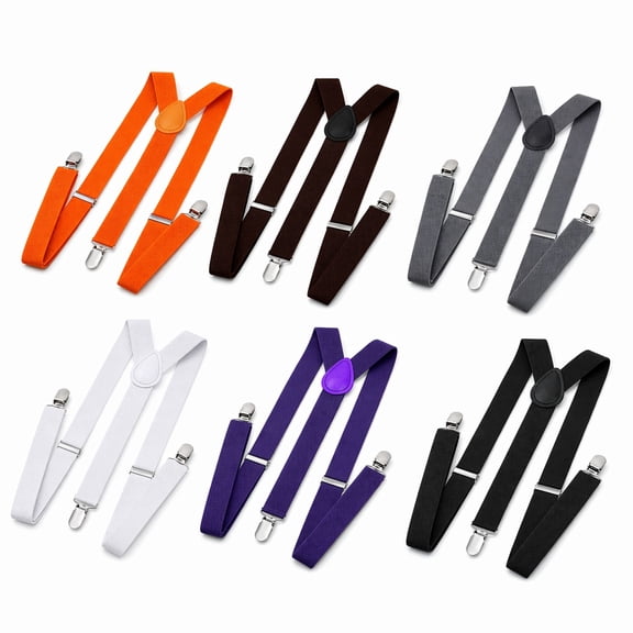 Stcellnmex 6 Pack 6 Colors 1 Inch Wide Y Back Elastic Suspenders Adjustable Metal Clips Braces For Men Women Daily Wear
