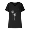 thumbnail image 4 of Wycnly Summer Tops for Women Going Out Tops for Women Loose Breathable Comfy Cotton Linen Tees 2025 Fashion Dandelion Print Tee Shirts Girls V-Neck Short Sleeve Shirts, 4 of 4