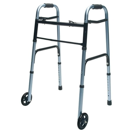 Lumex ColorSelect Walker, Lightweight Folding Design for Adults & Seniors, Large 5" Wheels, Blue