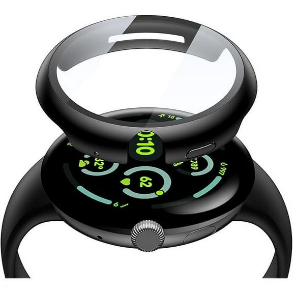 lulufa 2-Pack Hard PC Screen Protector Case Compatible with Google Pixel Watch 3 (2024) 45mm, Easy Installation Lightweight Ultra-thin Protective Cover for Pixel Watch 3, Black