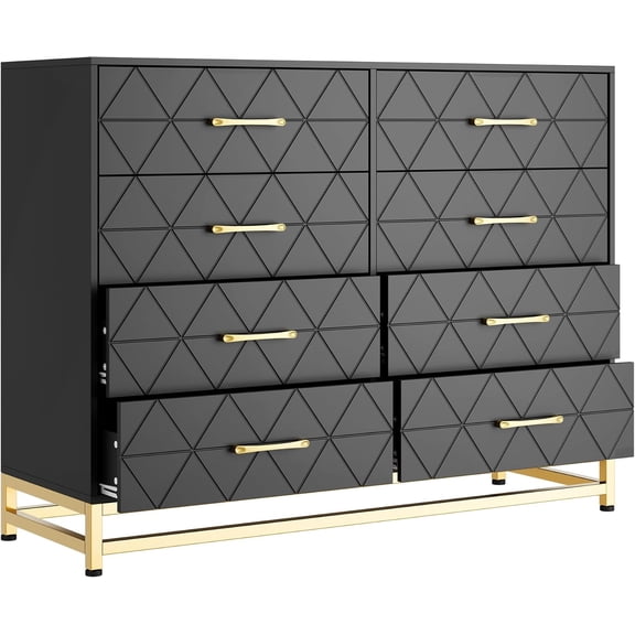 Black 8 Drawer Dresser for Bedroom Storage Wardrobe Cabinet Storage Cabinet