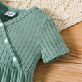 thumbnail image 3 of PatPat Baby Girl All Over Rabbit Print/Solid Ribbed V Neck Short-sleeve Jumpsuit, 3 of 7